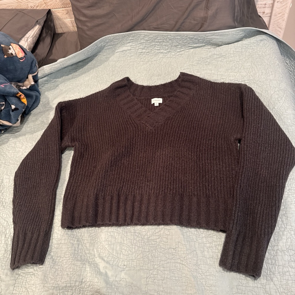 La Hearts Black V-Neck Sweater
